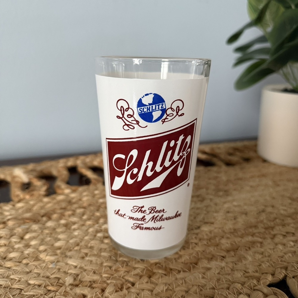 Vintage Schlitz Beer Bar Glass "The Beer That Made Milwaukee Famous"